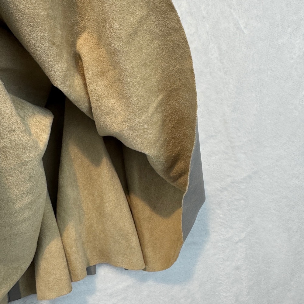 ADL x Cengizabazoğlu Taupe Grey Faux Leather A-Line Midi Skirt Womens - Picture 2 of 7